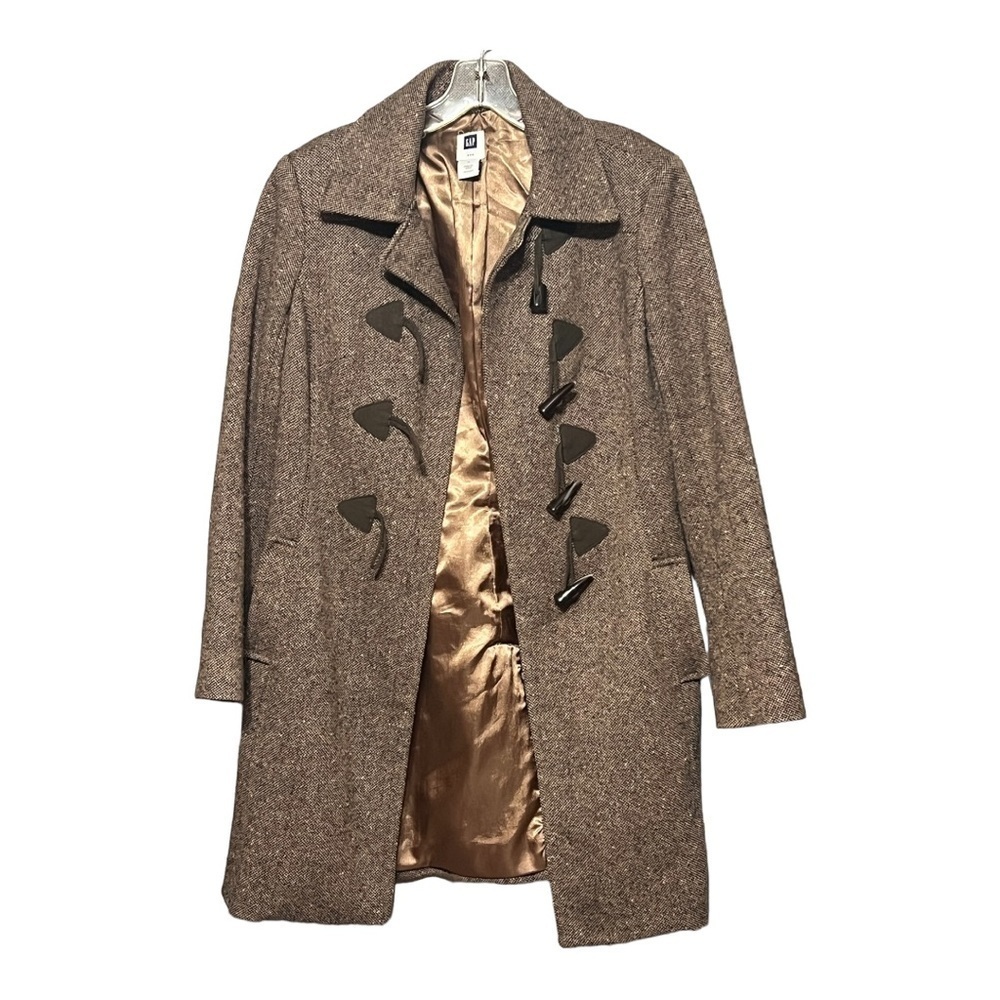 Gap Factory Medium Brown Wool Tweed Duffle Coat | Toggle Fasteners | Size M